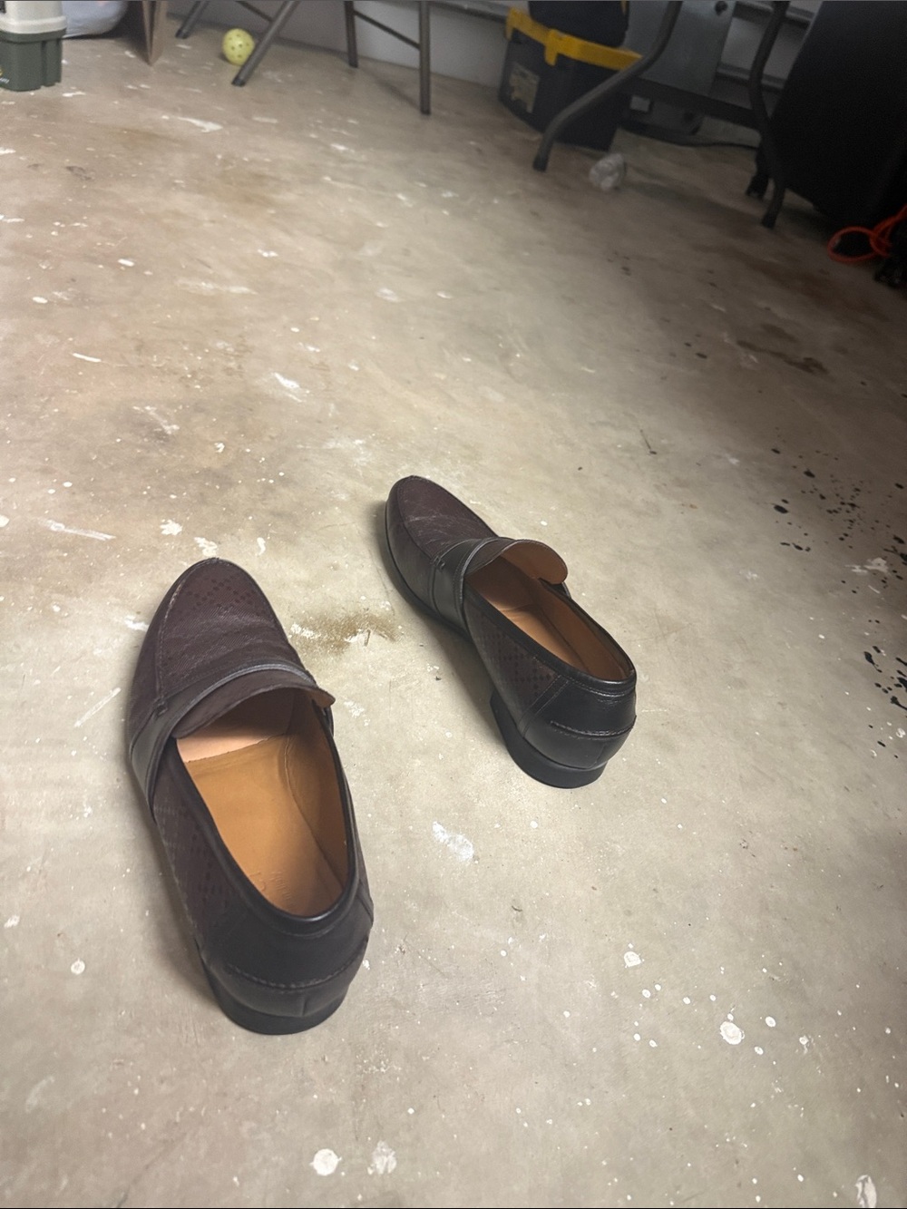 Gucci Brown Perforated Leather Slip-On Loafers with Black Strap - Picture 3 of 8